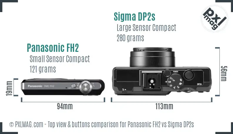 Panasonic FH2 vs Sigma DP2s top view buttons comparison