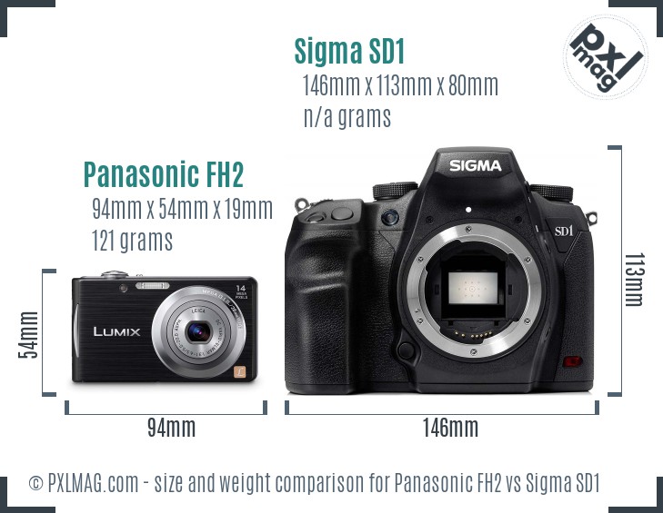 Panasonic FH2 vs Sigma SD1 size comparison