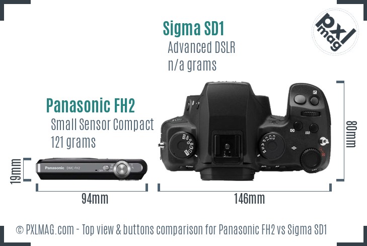 Panasonic FH2 vs Sigma SD1 top view buttons comparison
