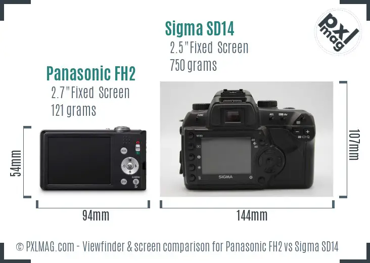 Panasonic FH2 vs Sigma SD14 Screen and Viewfinder comparison