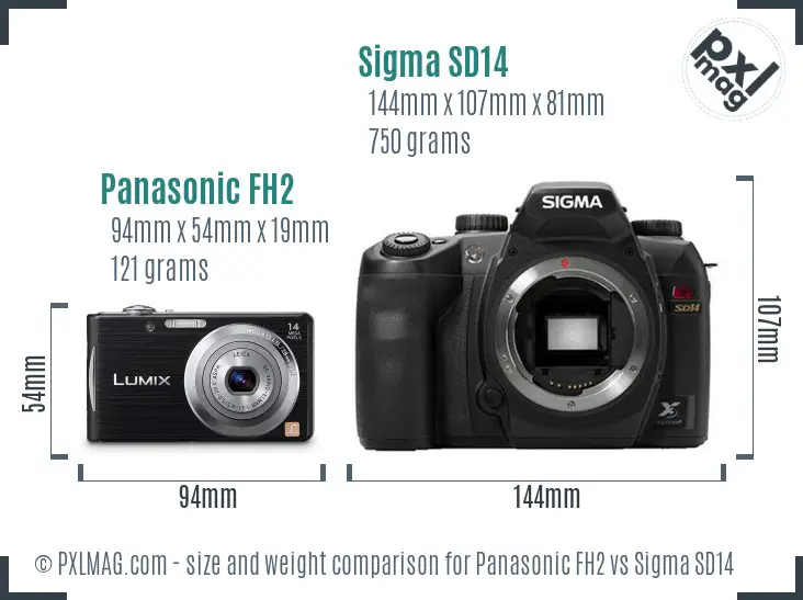 Panasonic FH2 vs Sigma SD14 size comparison