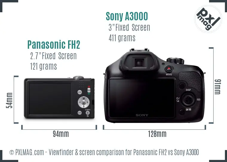 Panasonic FH2 vs Sony A3000 Screen and Viewfinder comparison