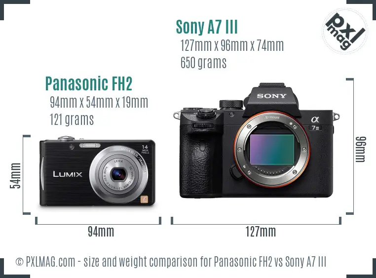 Panasonic FH2 vs Sony A7 III size comparison