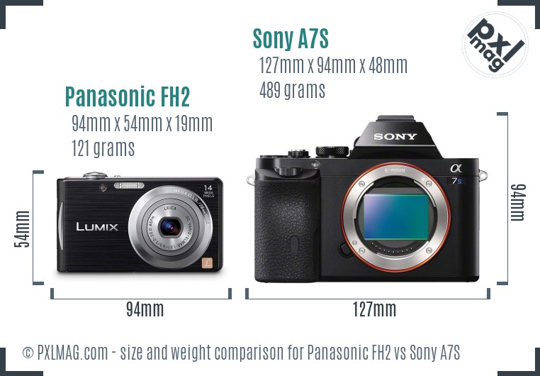 Panasonic FH2 vs Sony A7S size comparison