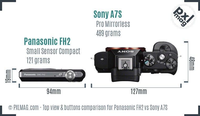 Panasonic FH2 vs Sony A7S top view buttons comparison