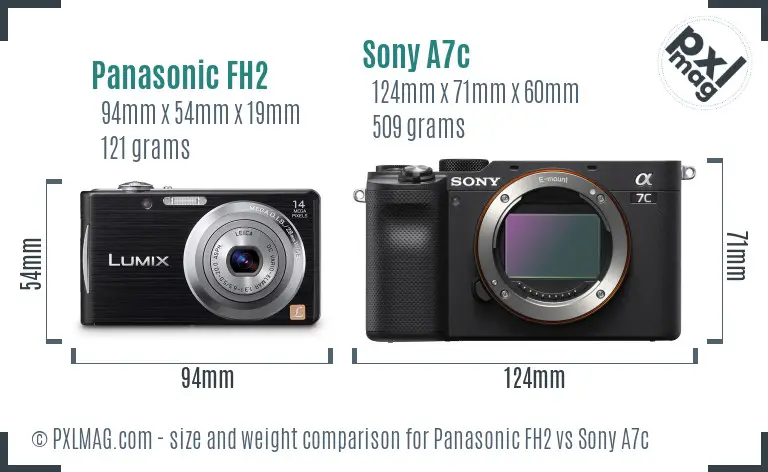 Panasonic FH2 vs Sony A7c size comparison