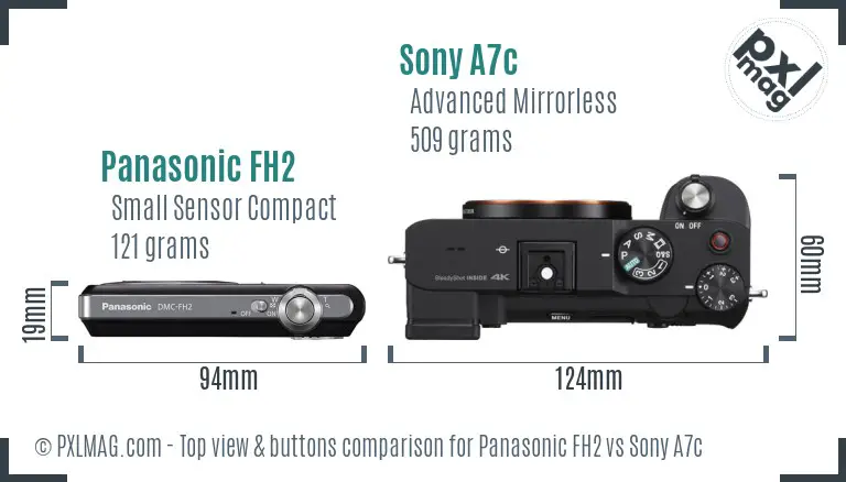 Panasonic FH2 vs Sony A7c top view buttons comparison