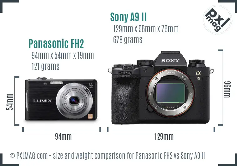 Panasonic FH2 vs Sony A9 II size comparison