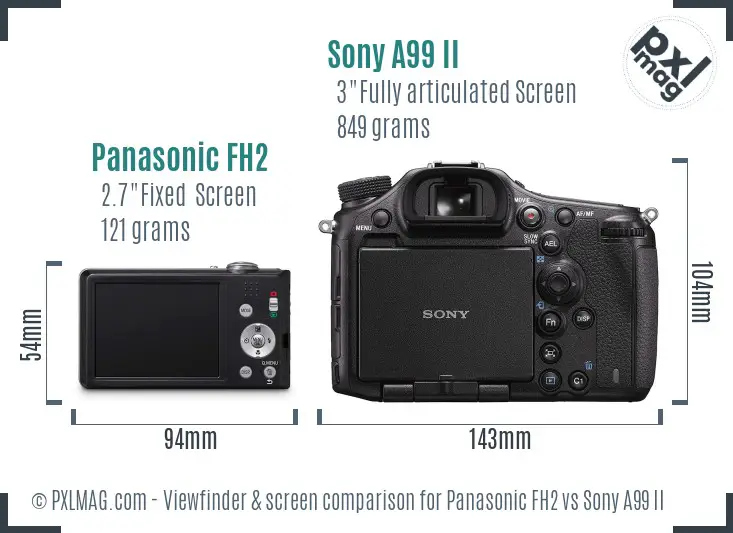 Panasonic FH2 vs Sony A99 II Screen and Viewfinder comparison