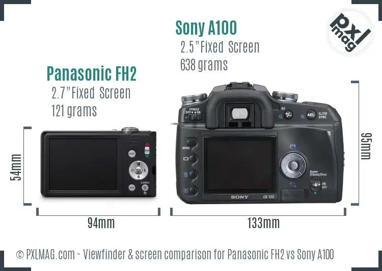 Panasonic FH2 vs Sony A100 Screen and Viewfinder comparison