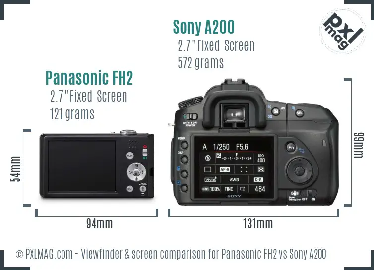 Panasonic FH2 vs Sony A200 Screen and Viewfinder comparison