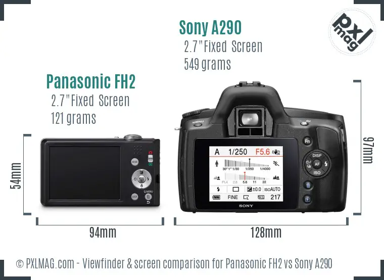 Panasonic FH2 vs Sony A290 Screen and Viewfinder comparison