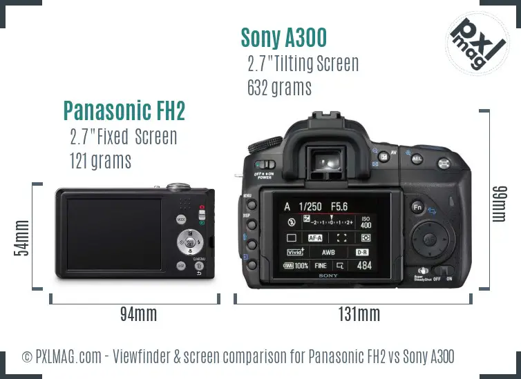 Panasonic FH2 vs Sony A300 Screen and Viewfinder comparison
