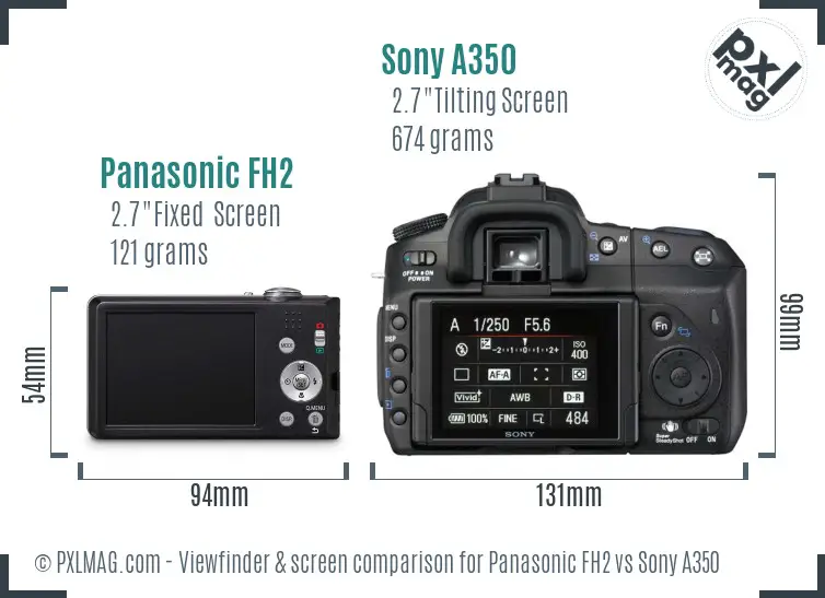 Panasonic FH2 vs Sony A350 Screen and Viewfinder comparison