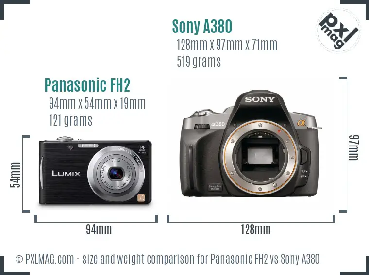 Panasonic FH2 vs Sony A380 size comparison