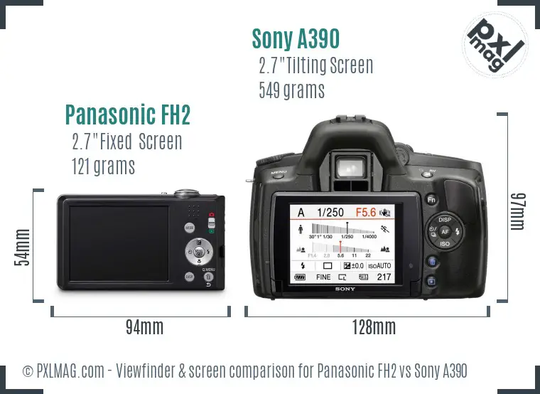 Panasonic FH2 vs Sony A390 Screen and Viewfinder comparison