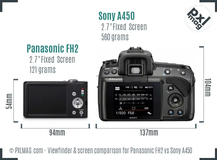 Panasonic FH2 vs Sony A450 Screen and Viewfinder comparison