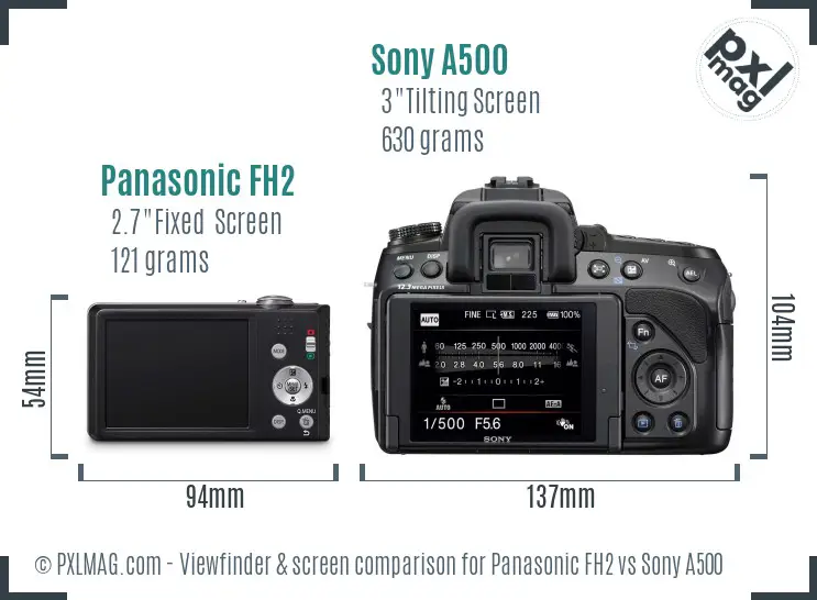 Panasonic FH2 vs Sony A500 Screen and Viewfinder comparison