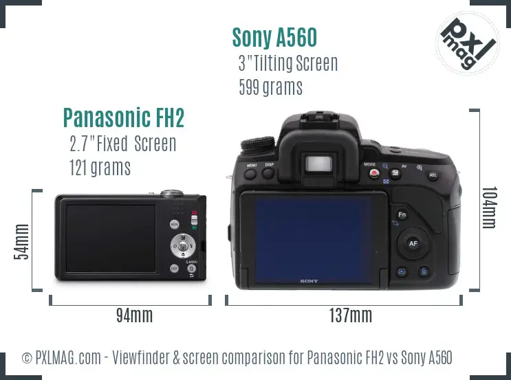 Panasonic FH2 vs Sony A560 Screen and Viewfinder comparison