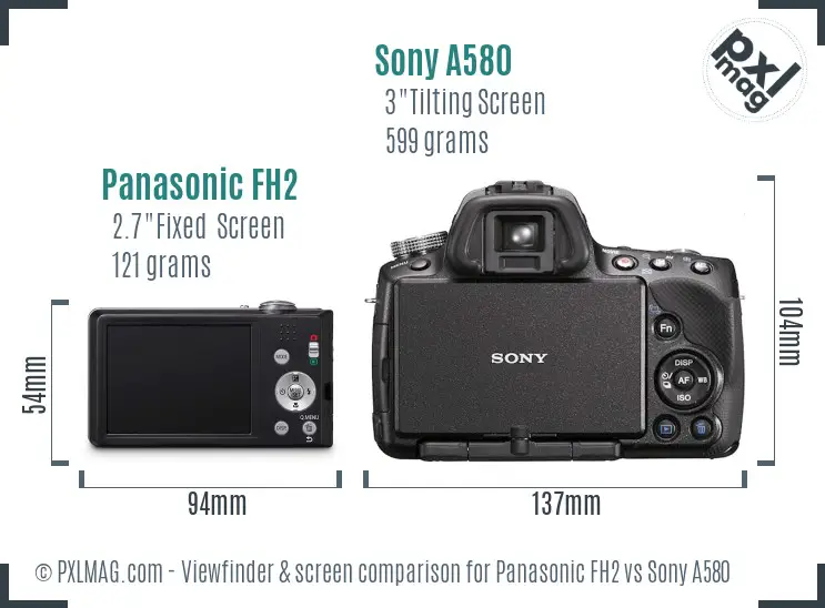 Panasonic FH2 vs Sony A580 Screen and Viewfinder comparison