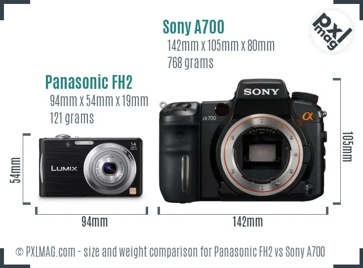 Panasonic FH2 vs Sony A700 size comparison