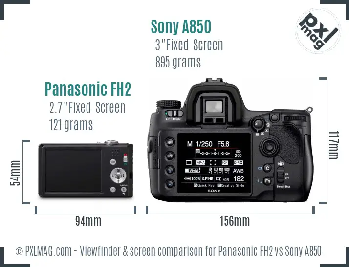 Panasonic FH2 vs Sony A850 Screen and Viewfinder comparison