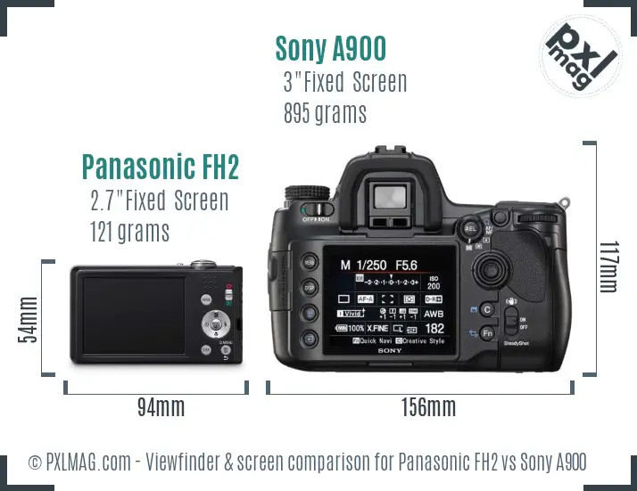 Panasonic FH2 vs Sony A900 Screen and Viewfinder comparison