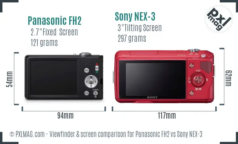 Panasonic FH2 vs Sony NEX-3 Screen and Viewfinder comparison