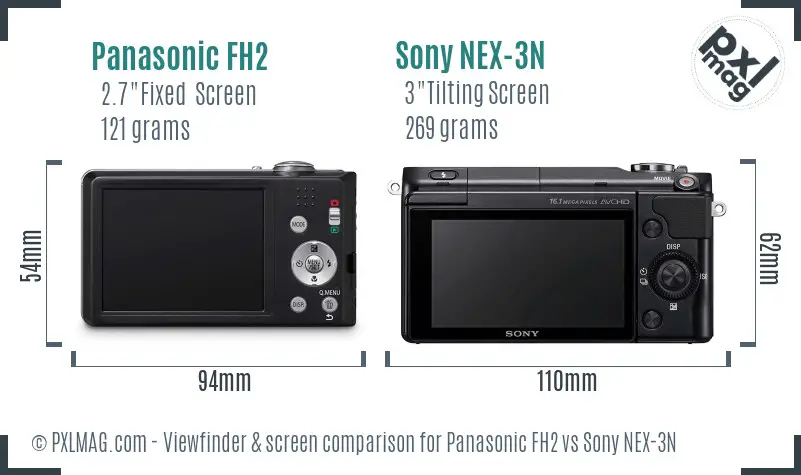 Panasonic FH2 vs Sony NEX-3N Screen and Viewfinder comparison