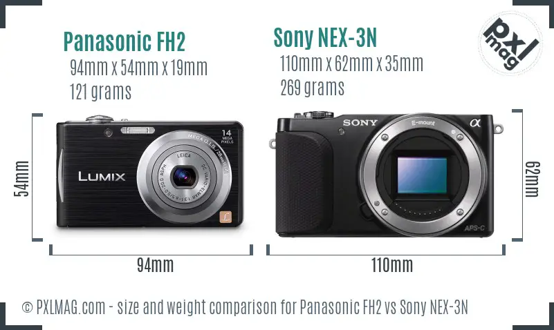 Panasonic FH2 vs Sony NEX-3N size comparison