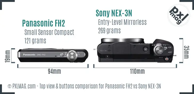 Panasonic FH2 vs Sony NEX-3N top view buttons comparison