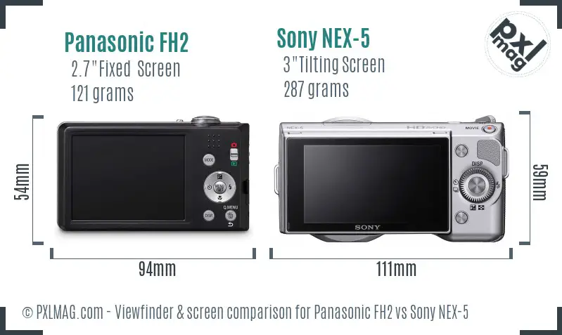 Panasonic FH2 vs Sony NEX-5 Screen and Viewfinder comparison
