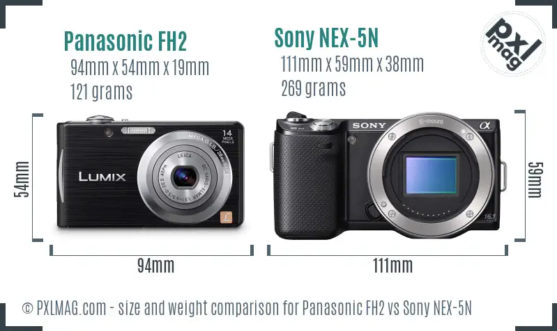 Panasonic FH2 vs Sony NEX-5N size comparison