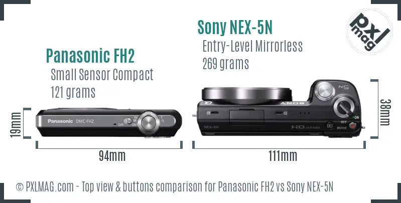 Panasonic FH2 vs Sony NEX-5N top view buttons comparison