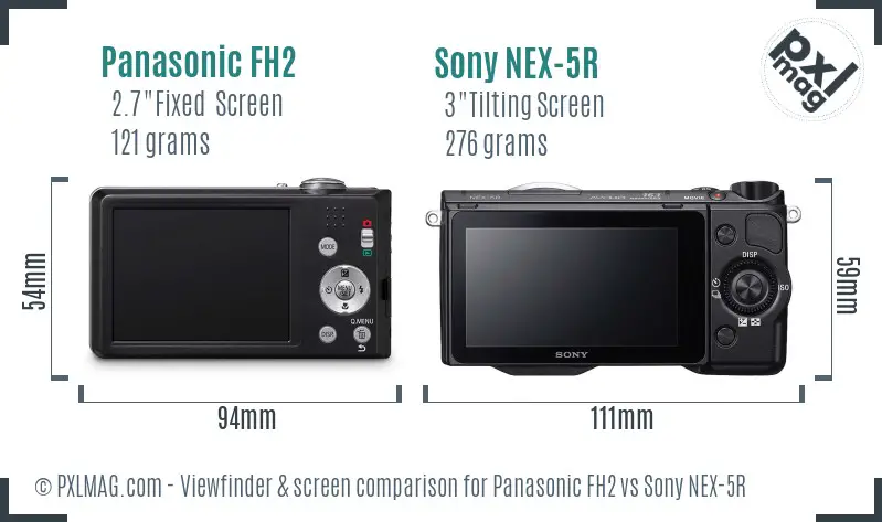 Panasonic FH2 vs Sony NEX-5R Screen and Viewfinder comparison