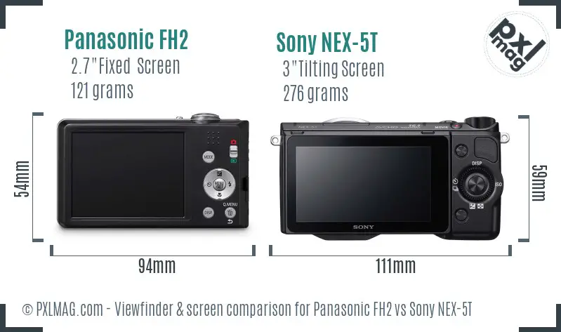 Panasonic FH2 vs Sony NEX-5T Screen and Viewfinder comparison