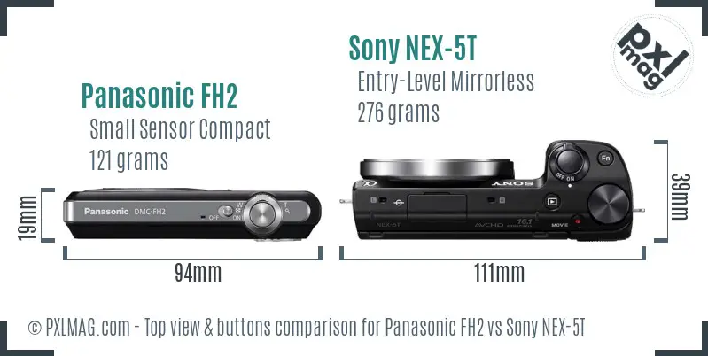 Panasonic FH2 vs Sony NEX-5T top view buttons comparison