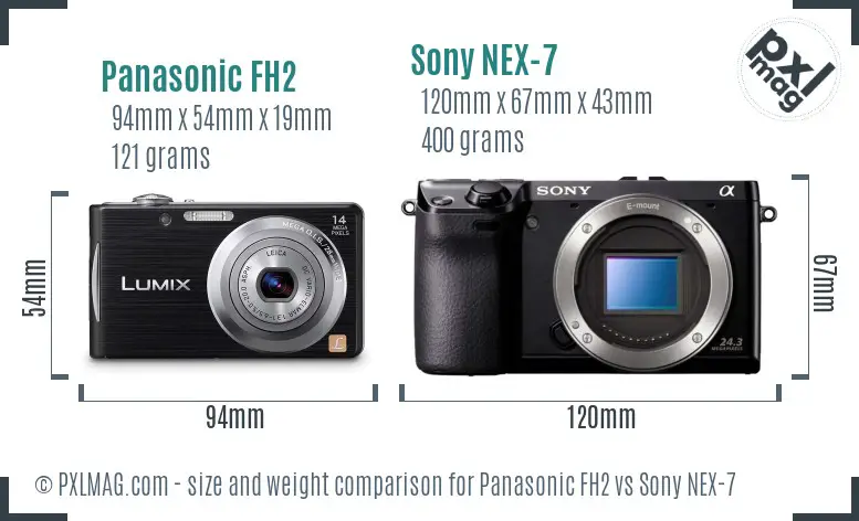 Panasonic FH2 vs Sony NEX-7 size comparison