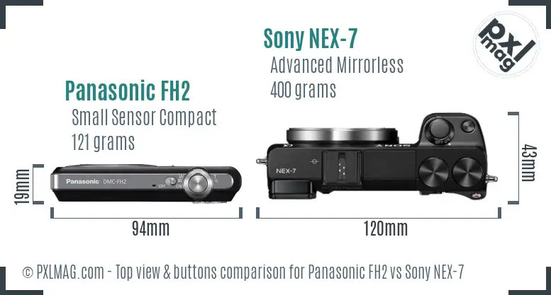 Panasonic FH2 vs Sony NEX-7 top view buttons comparison