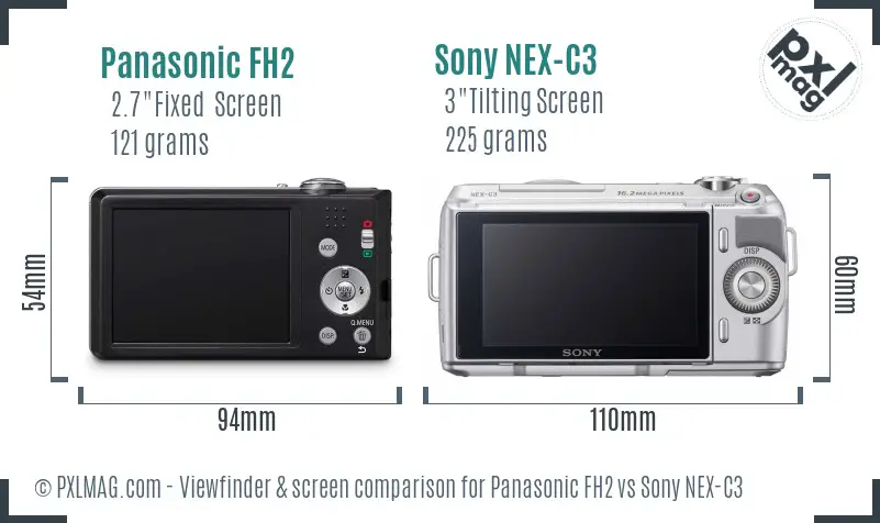 Panasonic FH2 vs Sony NEX-C3 Screen and Viewfinder comparison