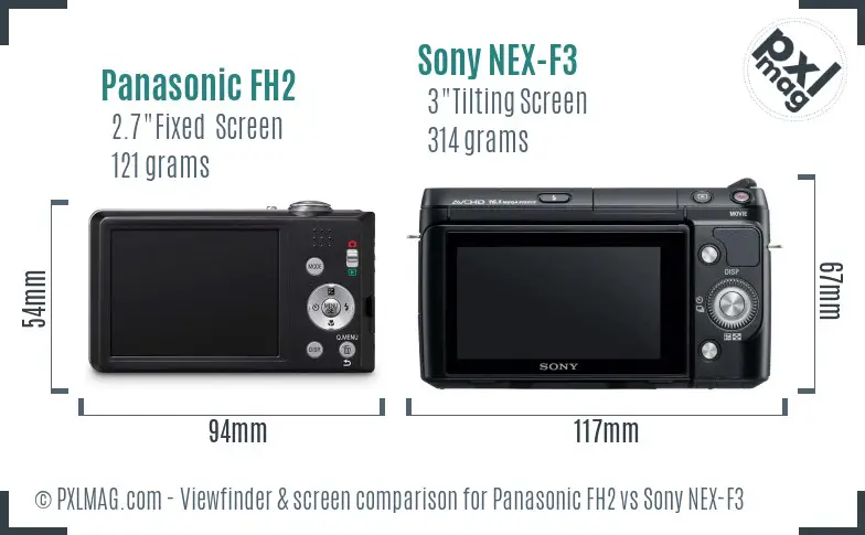 Panasonic FH2 vs Sony NEX-F3 Screen and Viewfinder comparison