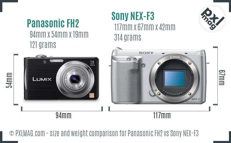 Panasonic FH2 vs Sony NEX-F3 size comparison