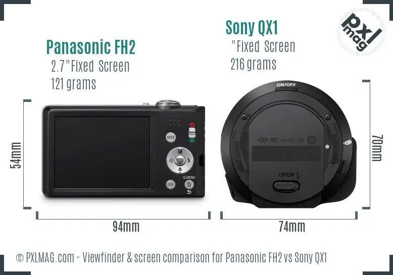 Panasonic FH2 vs Sony QX1 Screen and Viewfinder comparison