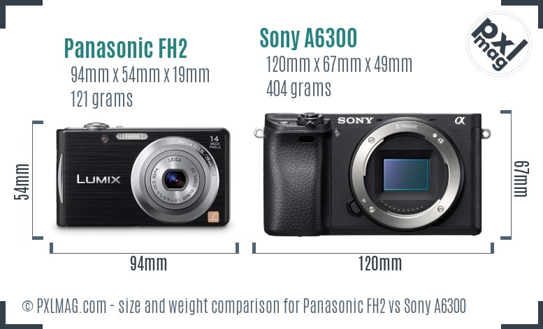 Panasonic FH2 vs Sony A6300 size comparison