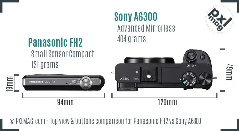 Panasonic FH2 vs Sony A6300 top view buttons comparison
