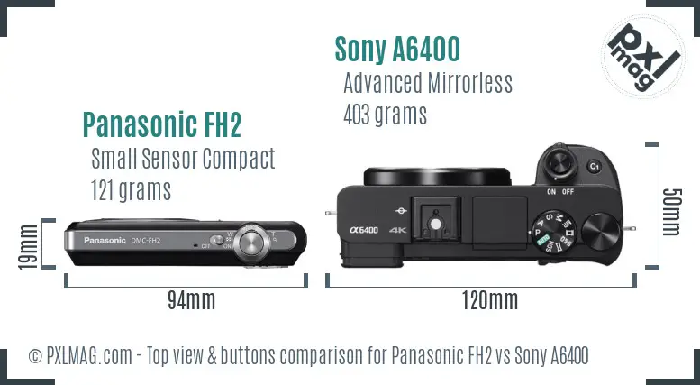 Panasonic FH2 vs Sony A6400 top view buttons comparison