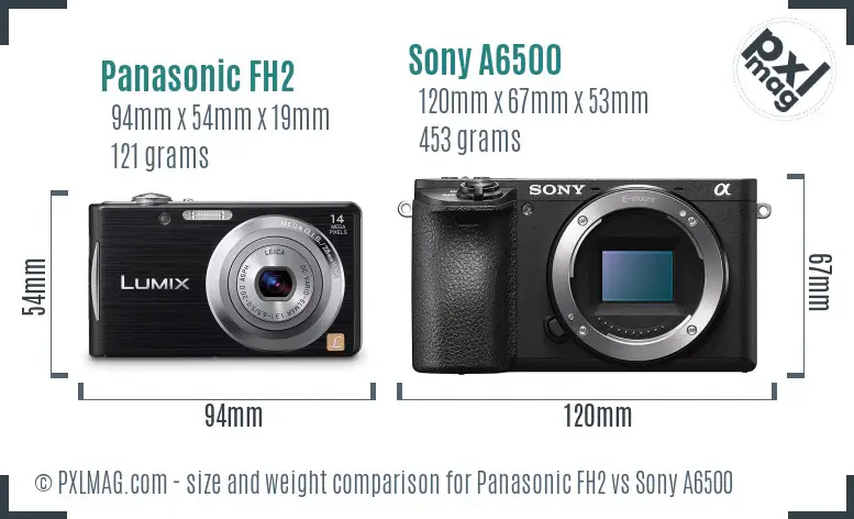 Panasonic FH2 vs Sony A6500 size comparison