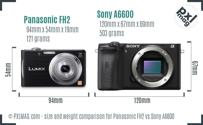 Panasonic FH2 vs Sony A6600 size comparison
