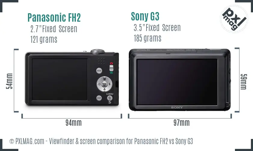 Panasonic FH2 vs Sony G3 Screen and Viewfinder comparison