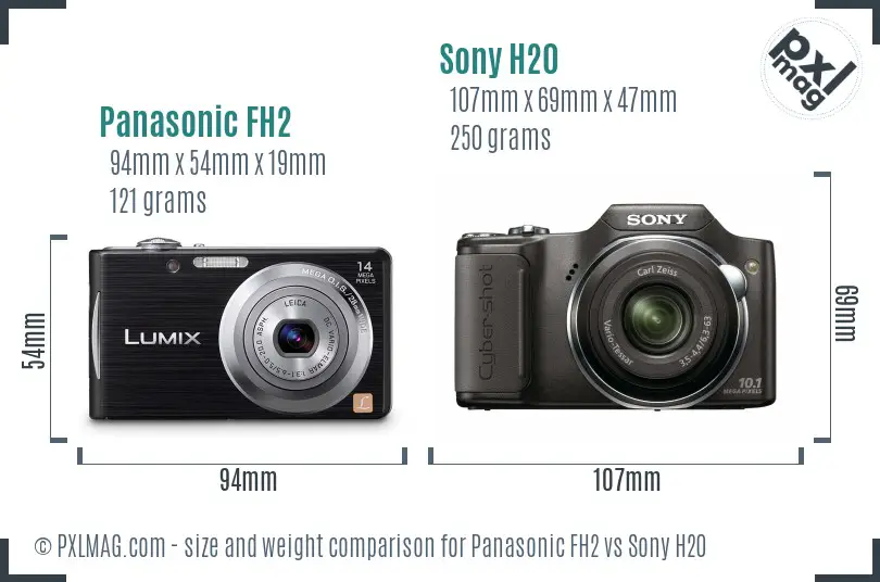 Panasonic FH2 vs Sony H20 size comparison